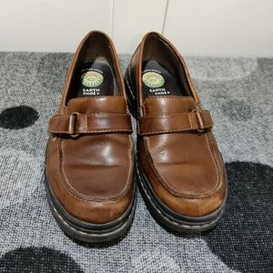 Earth Shoe Brown Leather Comfort Loafers – Slip-On Cushion Gelron Soles -6.5